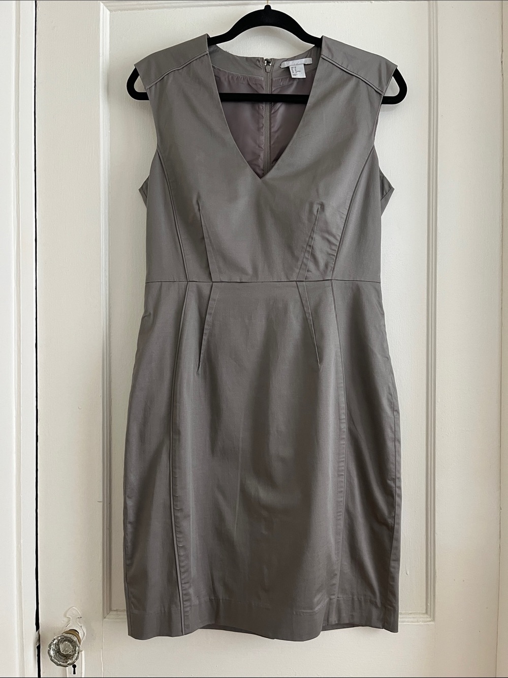 Dove Gray Cotton Blend Sheath Dress Size 10 Fitted Professional Business Casual